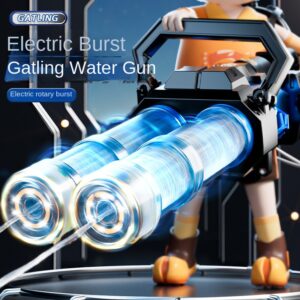 Children's backpack water gun flash electric continuous hair double tube rotating Gatling beach toy boys and girls gift