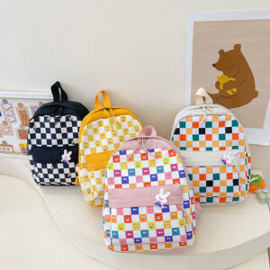 Kindergarten Student Schoolbag New Korean Version Of The Fashion Plaid Ins Boys And Girls Western Style Travel Backpack